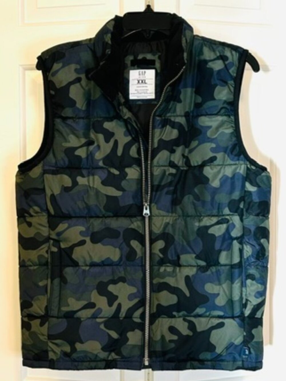 GAP Kids ColdControl Camo Puffer Vest Blue Green Camouflage Size XXL (14+)